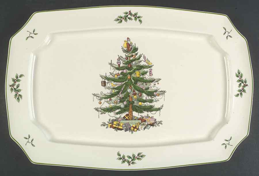 Christmas Tree 17" Rectangular Serving Platter by Spode-1