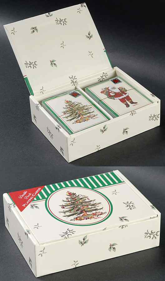 Christmas Tree Double Deck Card Box with Cards (Motif 3 & 4) by Spode-1