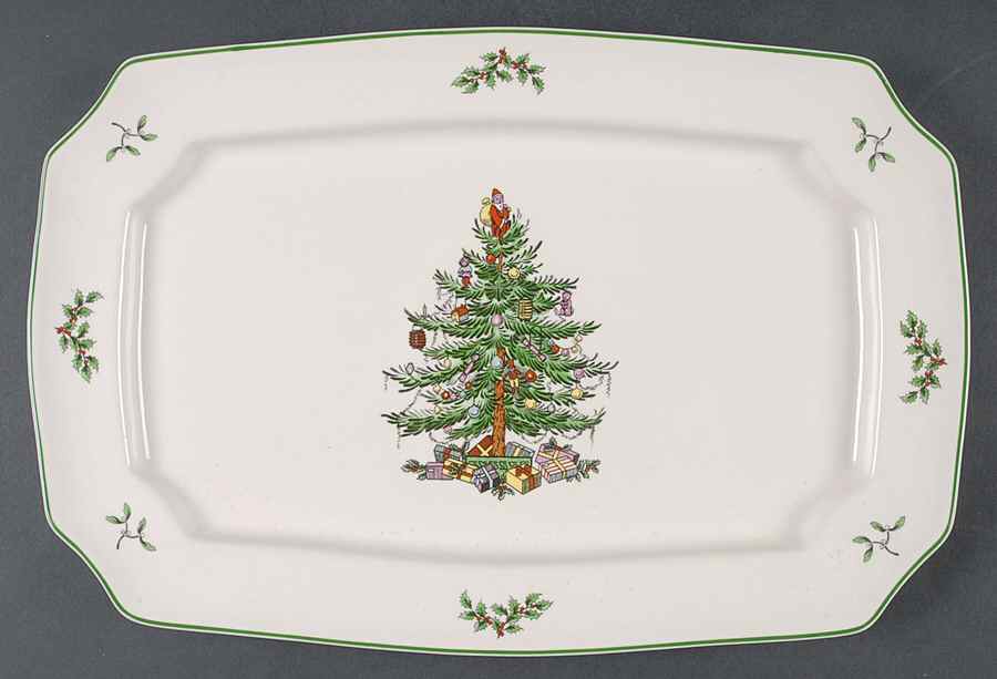 Christmas Tree 13" Rectangular Serving Platter by Spode-1