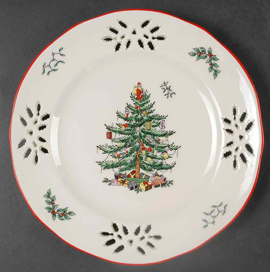 Christmas Tree Pierced Accent Luncheon Plate by Spode-1