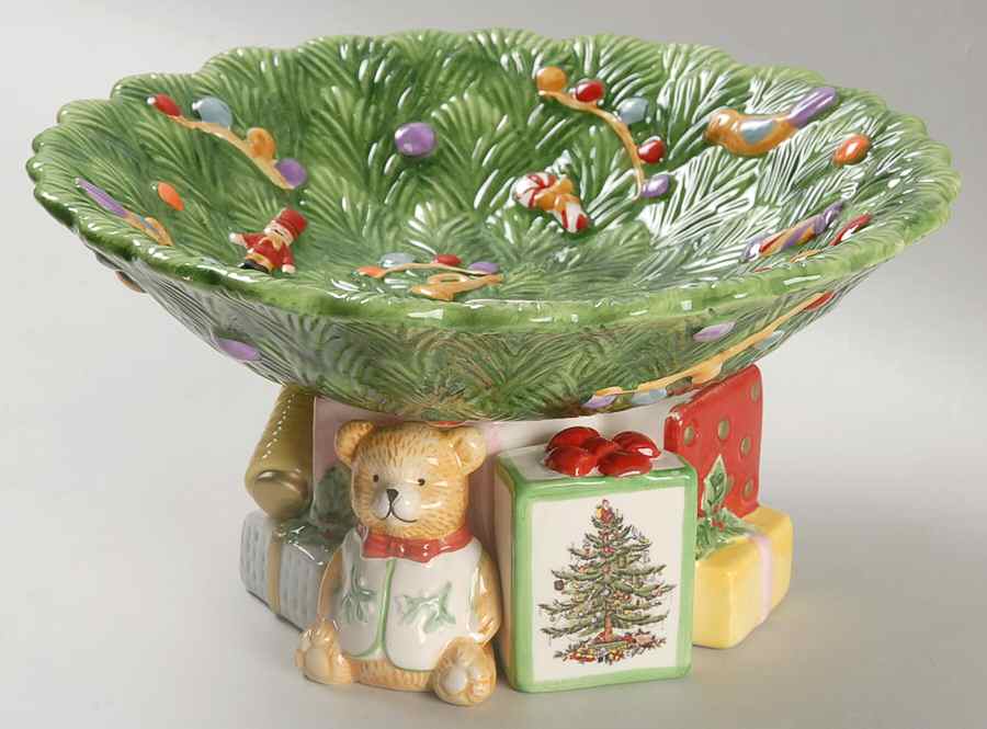 Christmas Tree Sculptured Pedestal Bowl by Spode-1