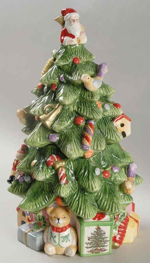 Christmas Tree Figural Cookie Jar & Lid by Spode-1