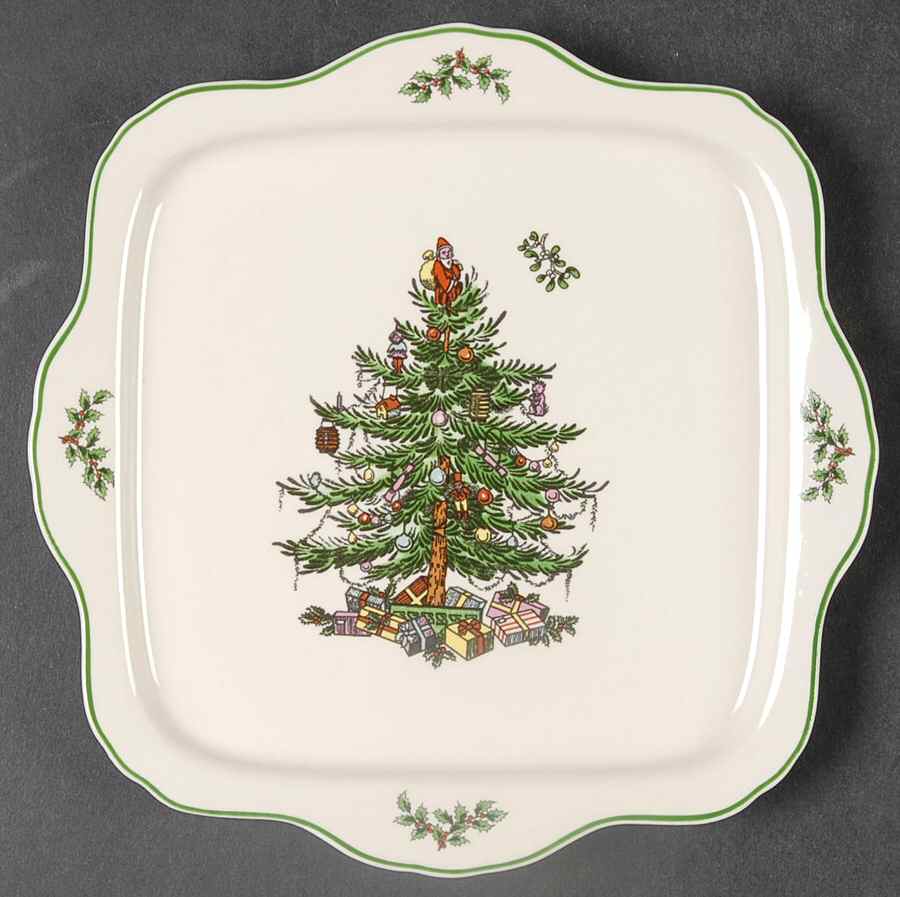 Christmas Tree Square Canape Plate by Spode-1