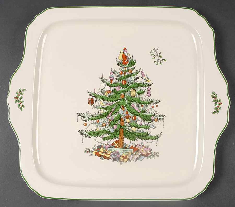 Christmas Tree Handled Square Tray by Spode-1