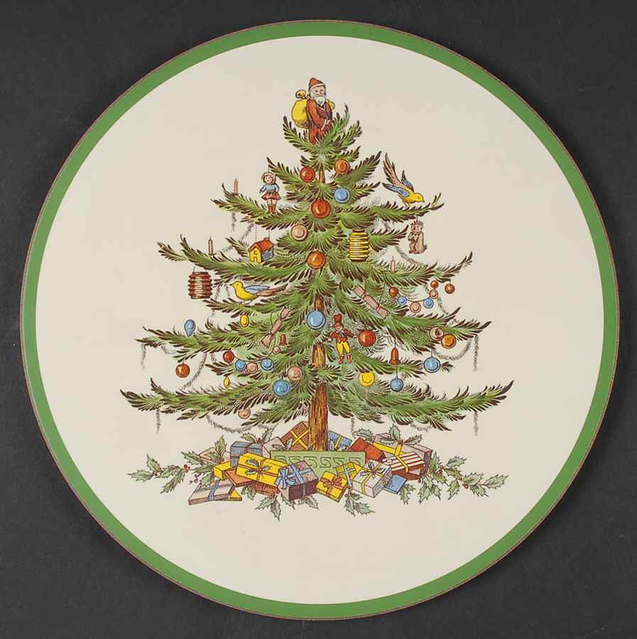 Christmas Tree Round Cork Back Trivet by Spode-1