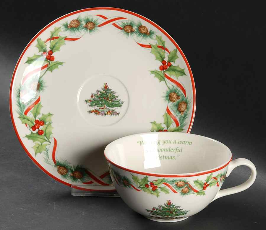 Christmas Tree 2010 Annual Flat Cup & Saucer Set by Spode-1