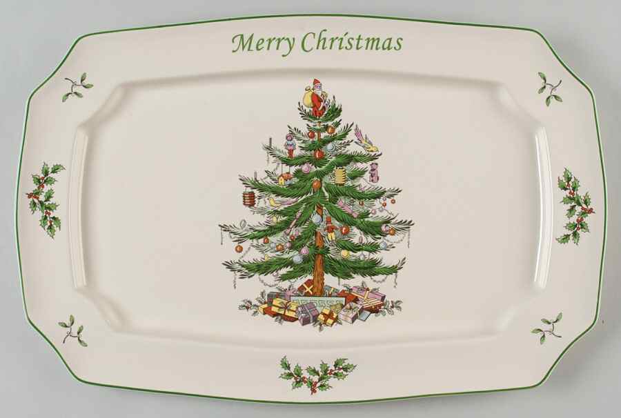 Christmas Tree 15" Rectangular Serving Platter by Spode-1