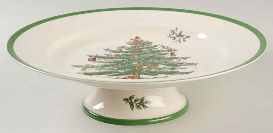 Christmas Tree 10" Diameter Pedestal Cake Stand by Spode-1