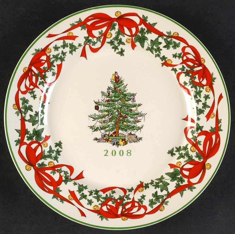 Christmas Tree 2008 Red Ribbon Collector Plate by Spode-1