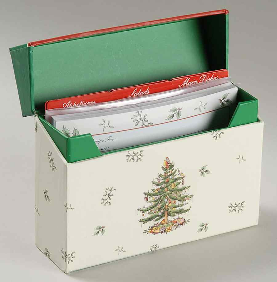 Christmas Tree Recipe Box with 40 Cards by Spode-1