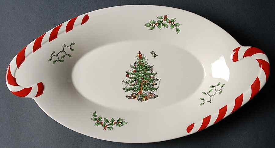 Christmas Tree 14" Oval Serving Platter by Spode-1