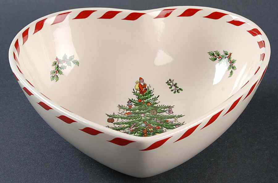 Christmas Tree 8" Heart Shaped Bowl by Spode-1