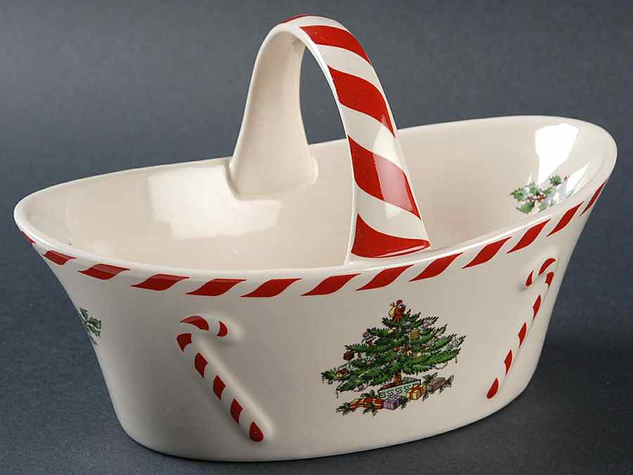 Christmas Tree 6" Handled Basket by Spode-1
