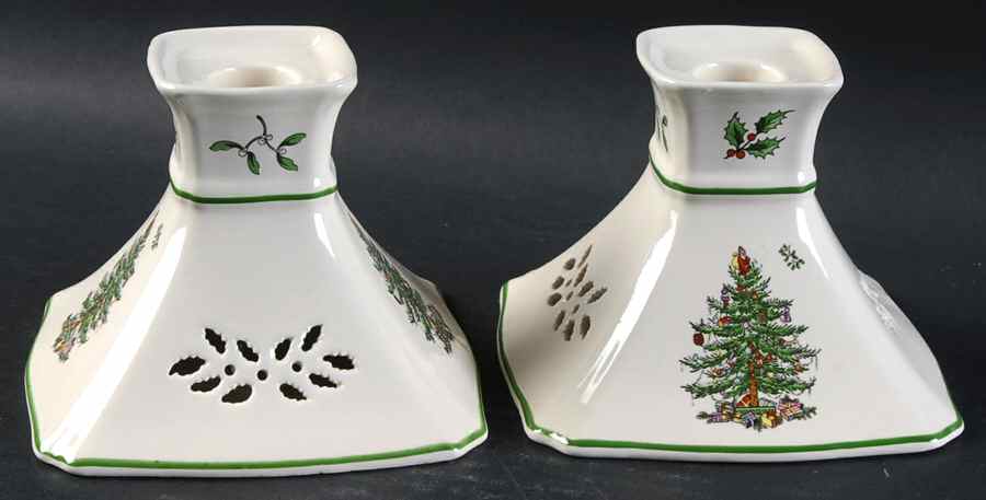 Christmas Tree 3" Candlestick - Set of 2 by Spode-1