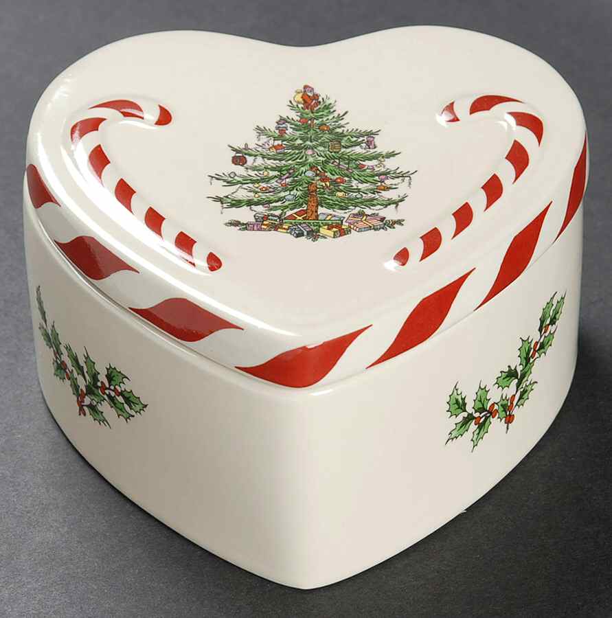 Christmas Tree Heart Shape Box & Lid by Spode-1