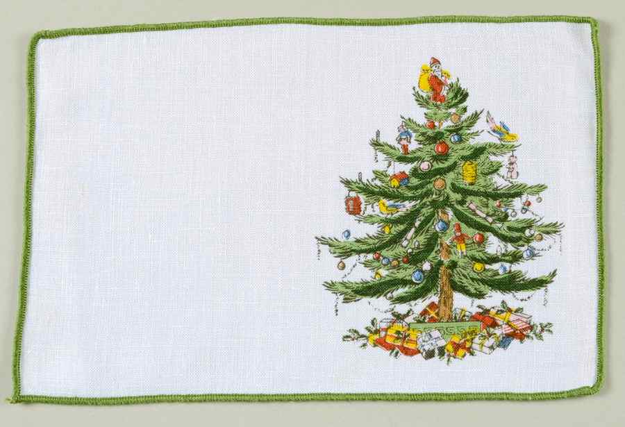 Christmas Tree Cloth Cocktail Napkin by Spode-1
