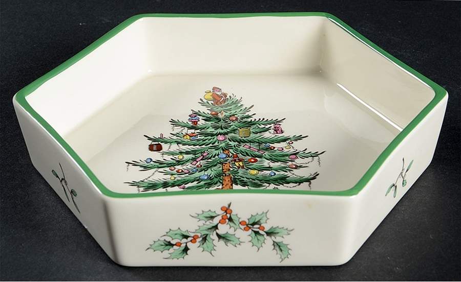 Christmas Tree 6" Hexagonal Bowl by Spode-1