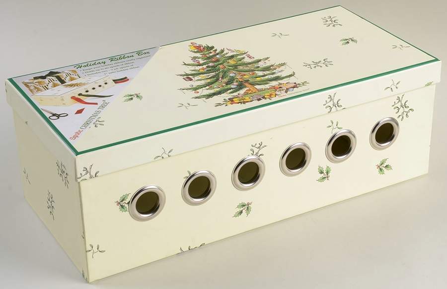 Christmas Tree Ribbon Box & Lid by Spode-1