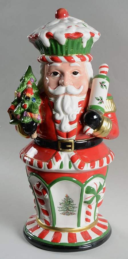 Christmas Tree Figural Cookie Jar & Lid by Spode-1