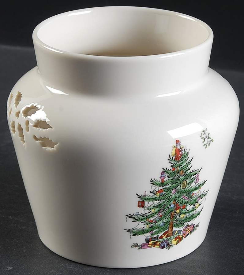 Christmas Tree 6" Pierced Ginger Jar No Lid by Spode-1