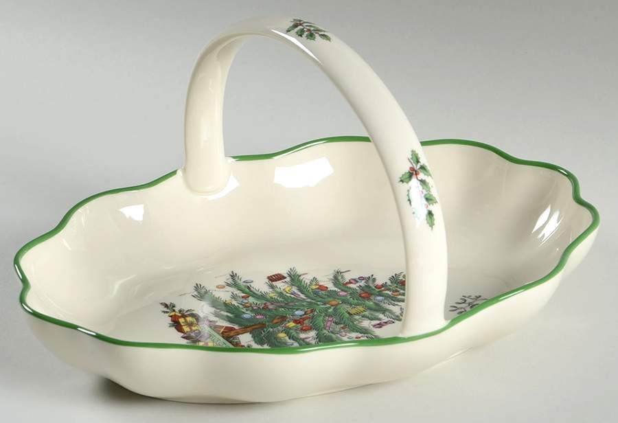 Christmas Tree 10" Oval Bread Basket by Spode-1