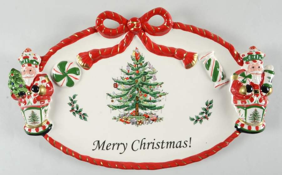 Christmas Tree 16" Oval Serving Platter by Spode-1