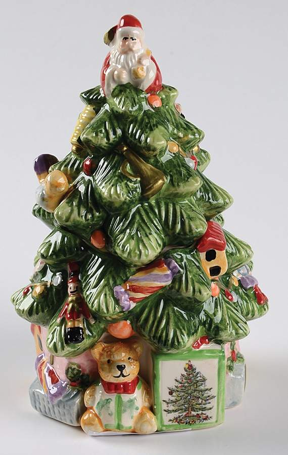 Christmas Tree Figural Sugar Bowl & Lid by Spode-1