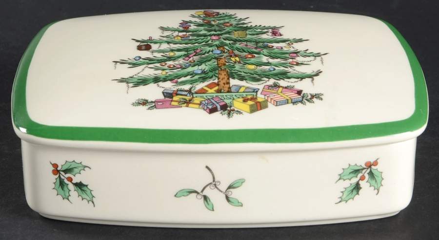 Christmas Tree Double Deck Playing Card Box & Lid by Spode-1