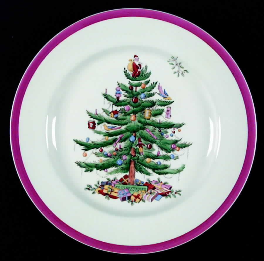 Christmas Tree (Magenta Band, No Trim) Dinner Plate by Spode-1