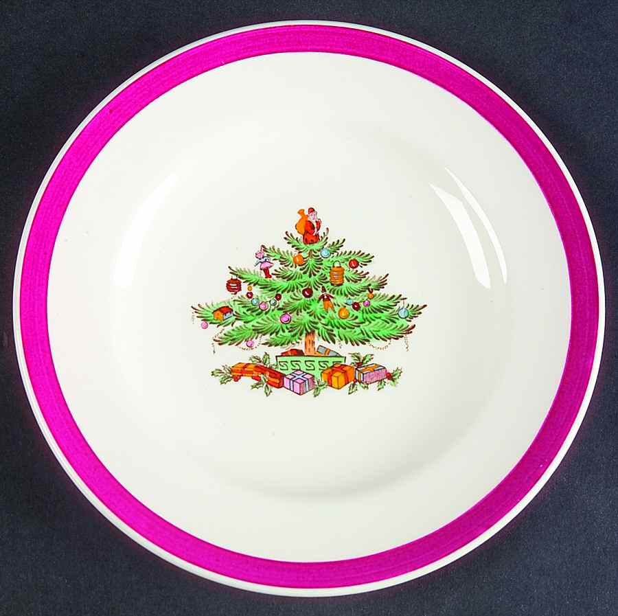Christmas Tree (Magenta Band, No Trim) Bread & Butter Plate by Spode-1