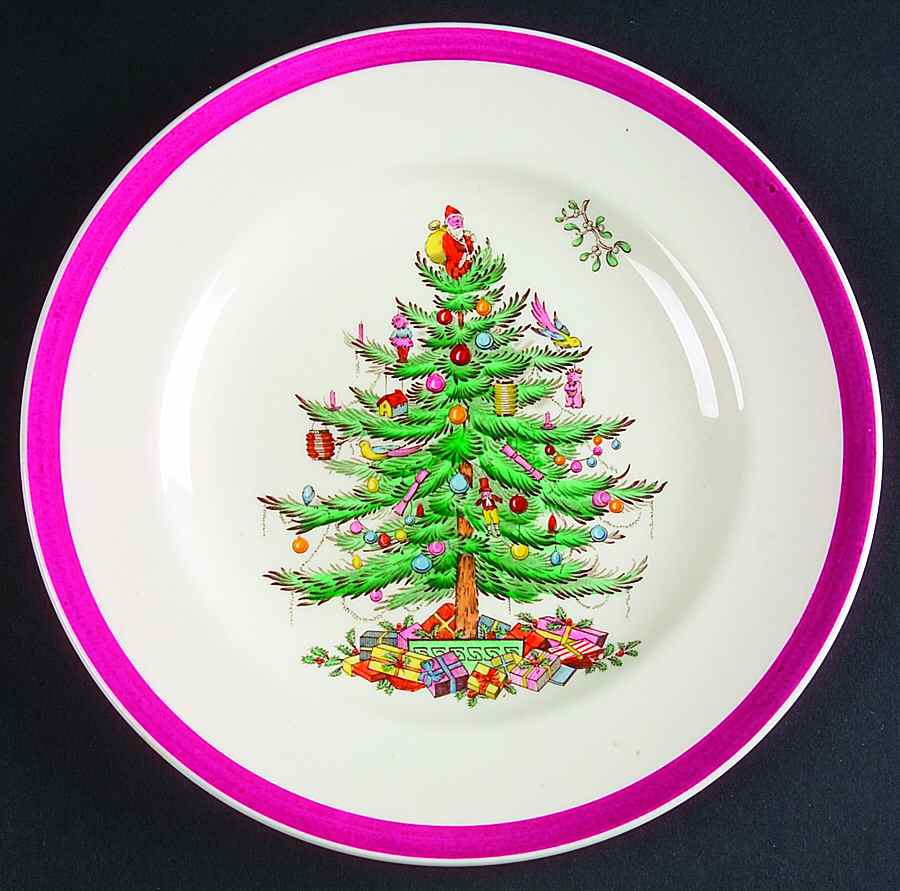 Christmas Tree (Magenta Band, No Trim) Salad Plate by Spode-1