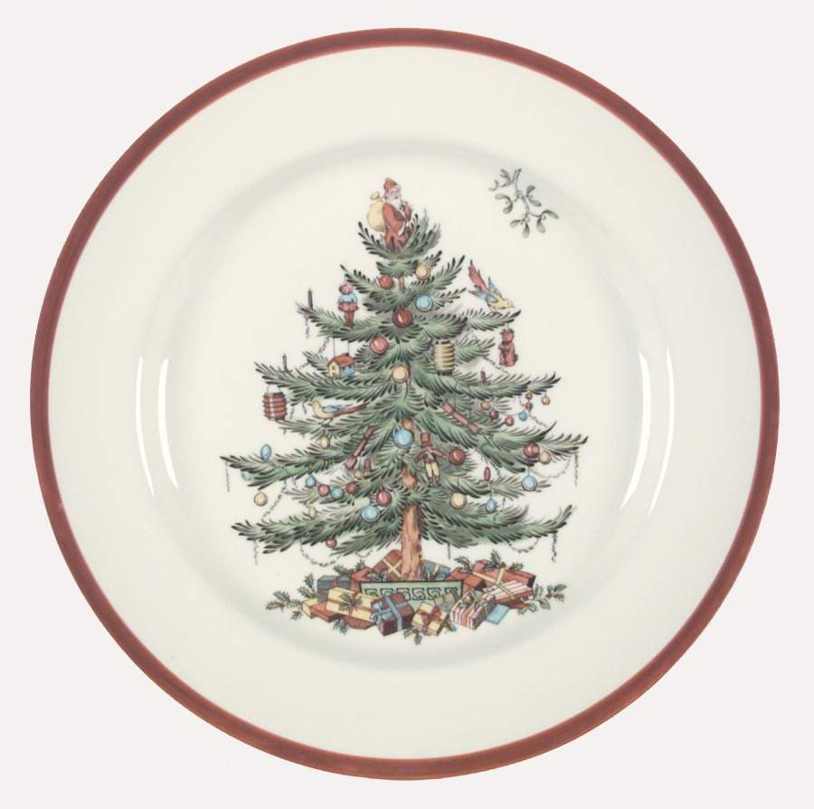 Christmas Tree (Thick Red Wine Trim) Dinner Plate by Spode-1