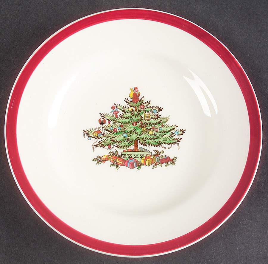 Christmas Tree (Thick Red Wine Trim) Bread & Butter Plate by Spode-1