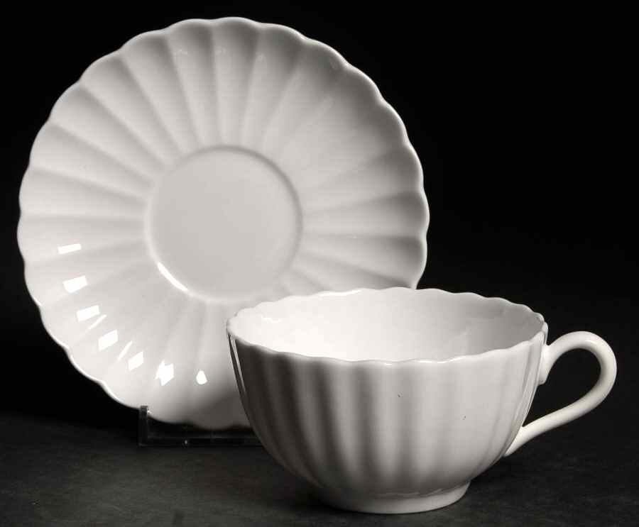 Chelsea White Footed Cup & Saucer Set by Spode-1