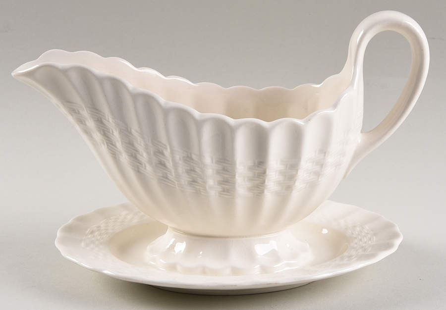Chelsea Wicker Gravy Boat with Attached Underplate by Spode-1