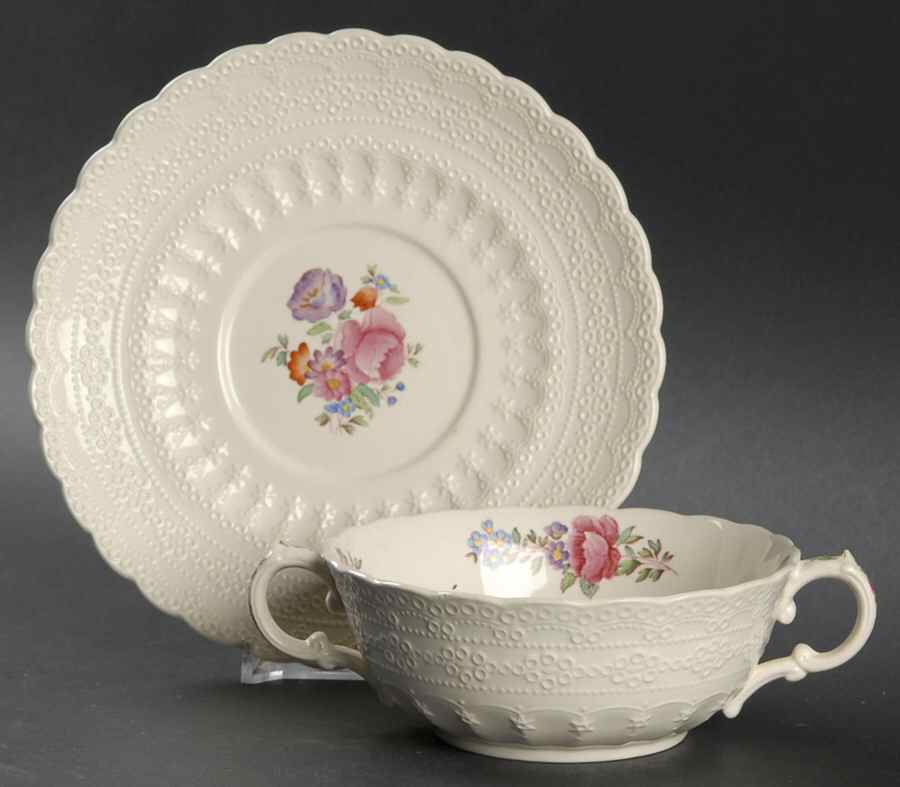 Claudia Flat Cream Soup Bowl & Saucer Set by Spode-1