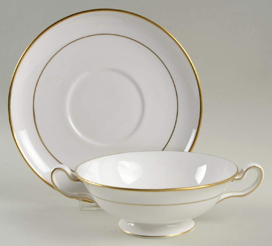 Classic Gold Footed Cream Soup Bowl & Saucer Set by Spode-1