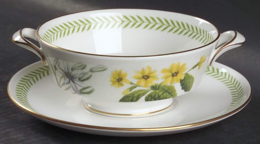 Country Lane Footed Cream Soup Bowl & Saucer Set by Spode-1