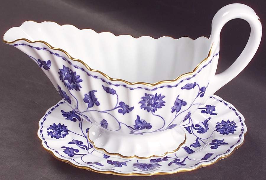 Colonel Blue Gravy Boat & Underplate/Relish by Spode-1