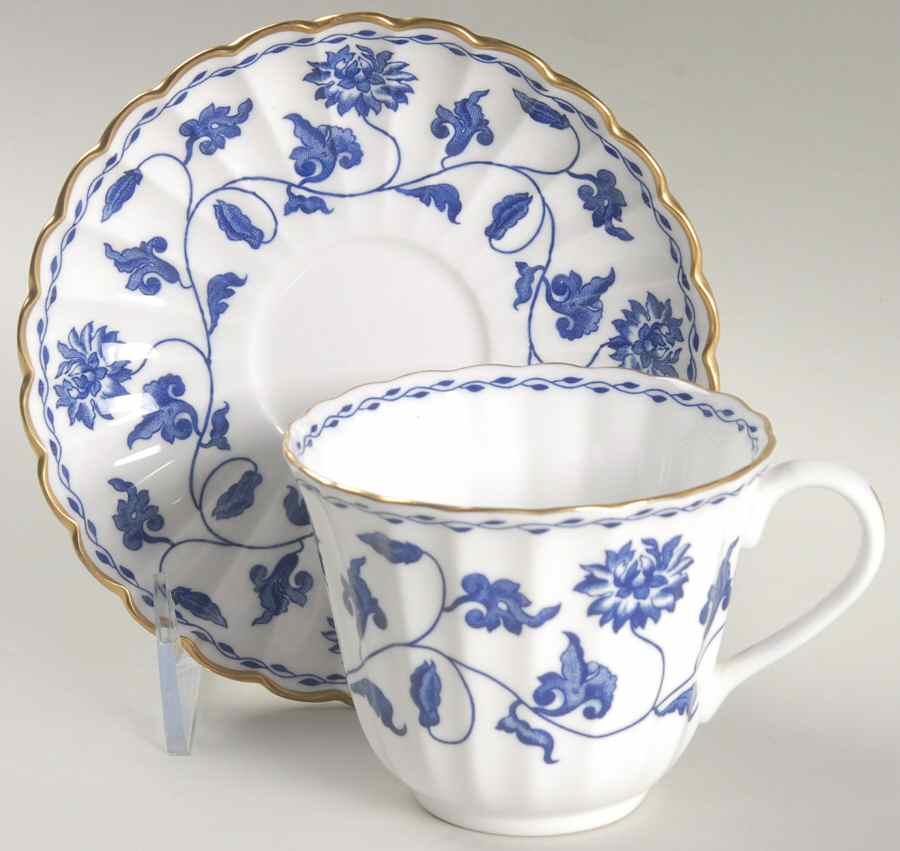Colonel Blue Flat Cup & Saucer Set by Spode-1