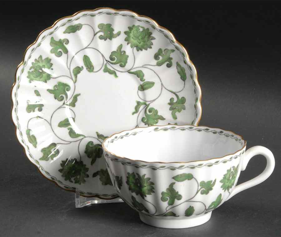 Colonel Dark Green Footed Cup & Saucer Set by Spode-1