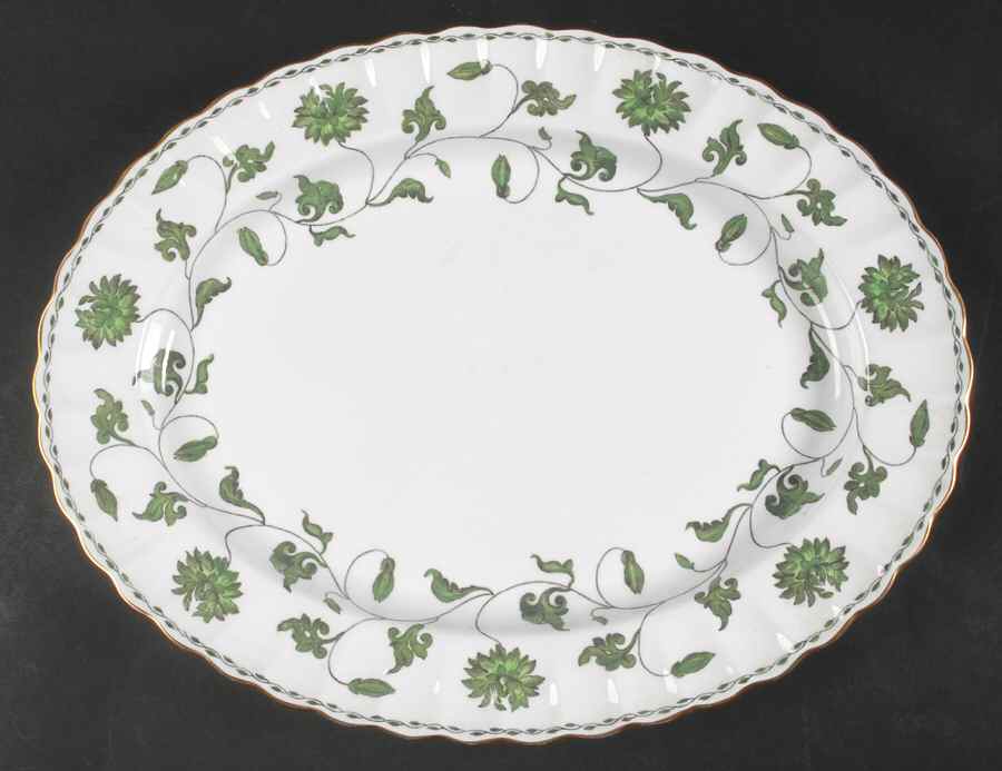 Colonel Dark Green 14" Oval Serving Platter by Spode-1