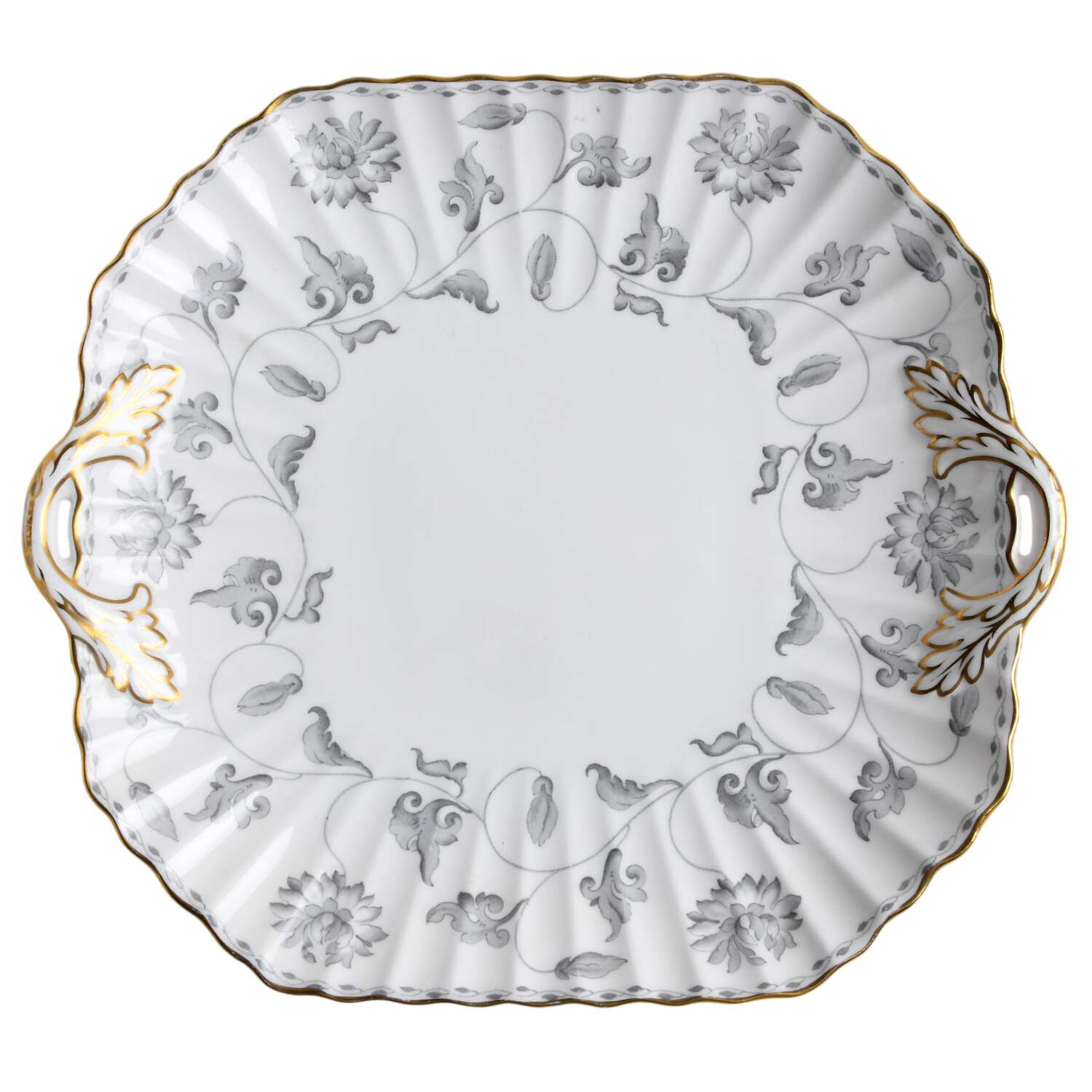 Colonel Gray (Gold Trim) Square Handled Cake Plate by Spode-1