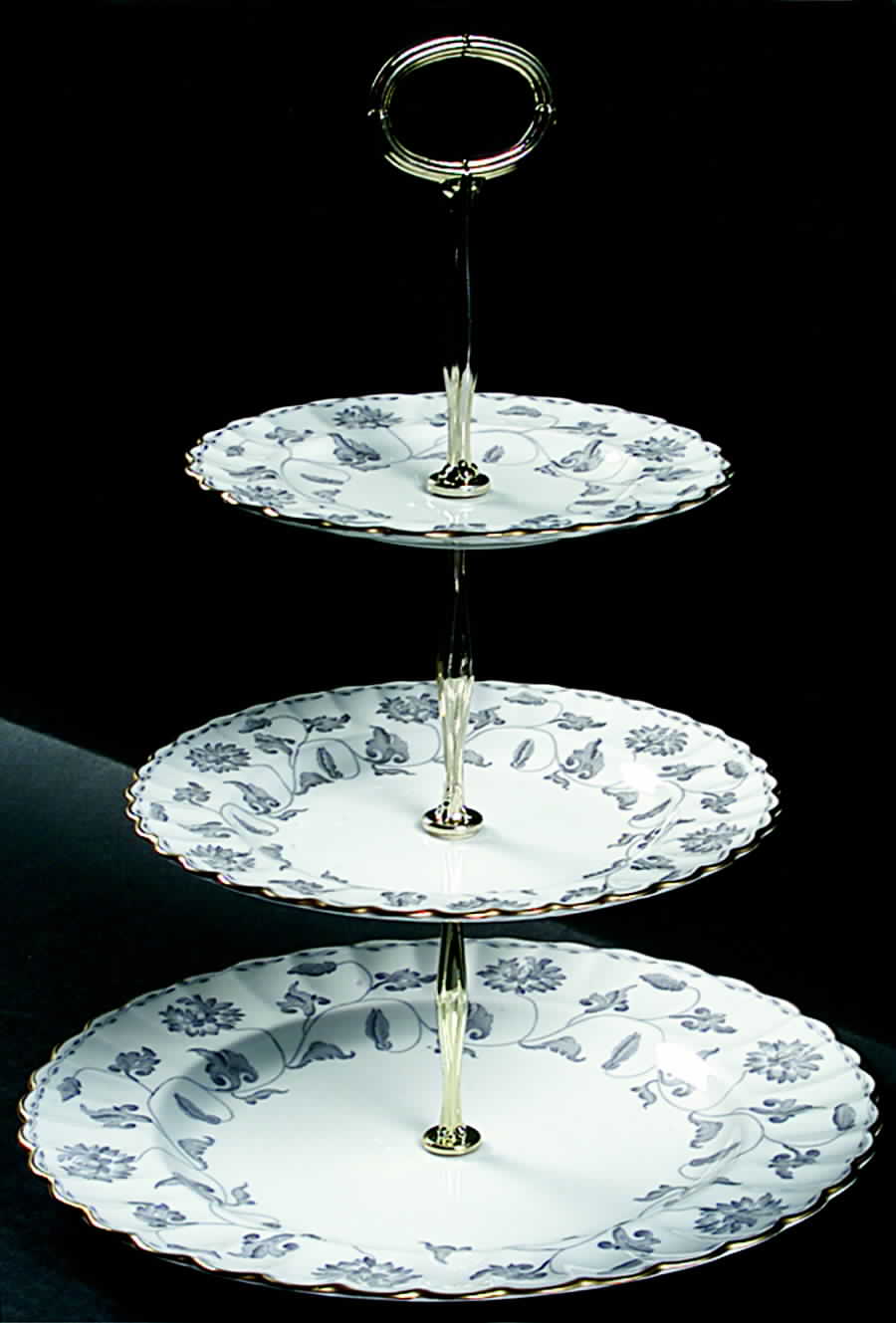 Colonel Gray (Gold Trim) 13 7/8"-14 1/4" 3-Tiered Serving Tray(DP,SP,BB) HC by Spode-1