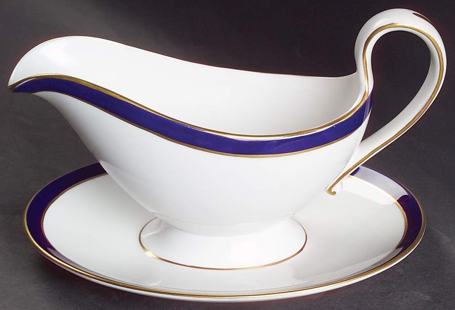 Consul Cobalt Gravy Boat with Attached Underplate by Spode-1