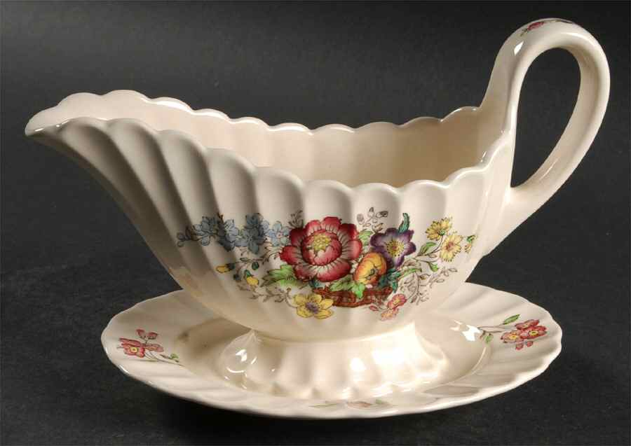 Constable Gravy Boat with Attached Underplate by Spode-1