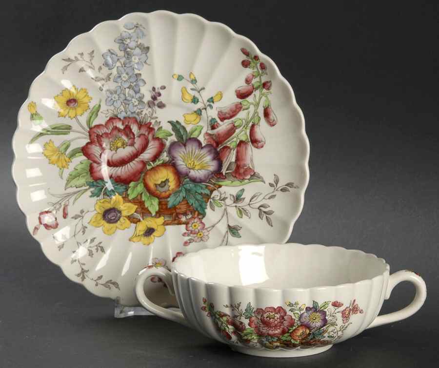 Constable Flat Cream Soup Bowl & Saucer Set by Spode-1