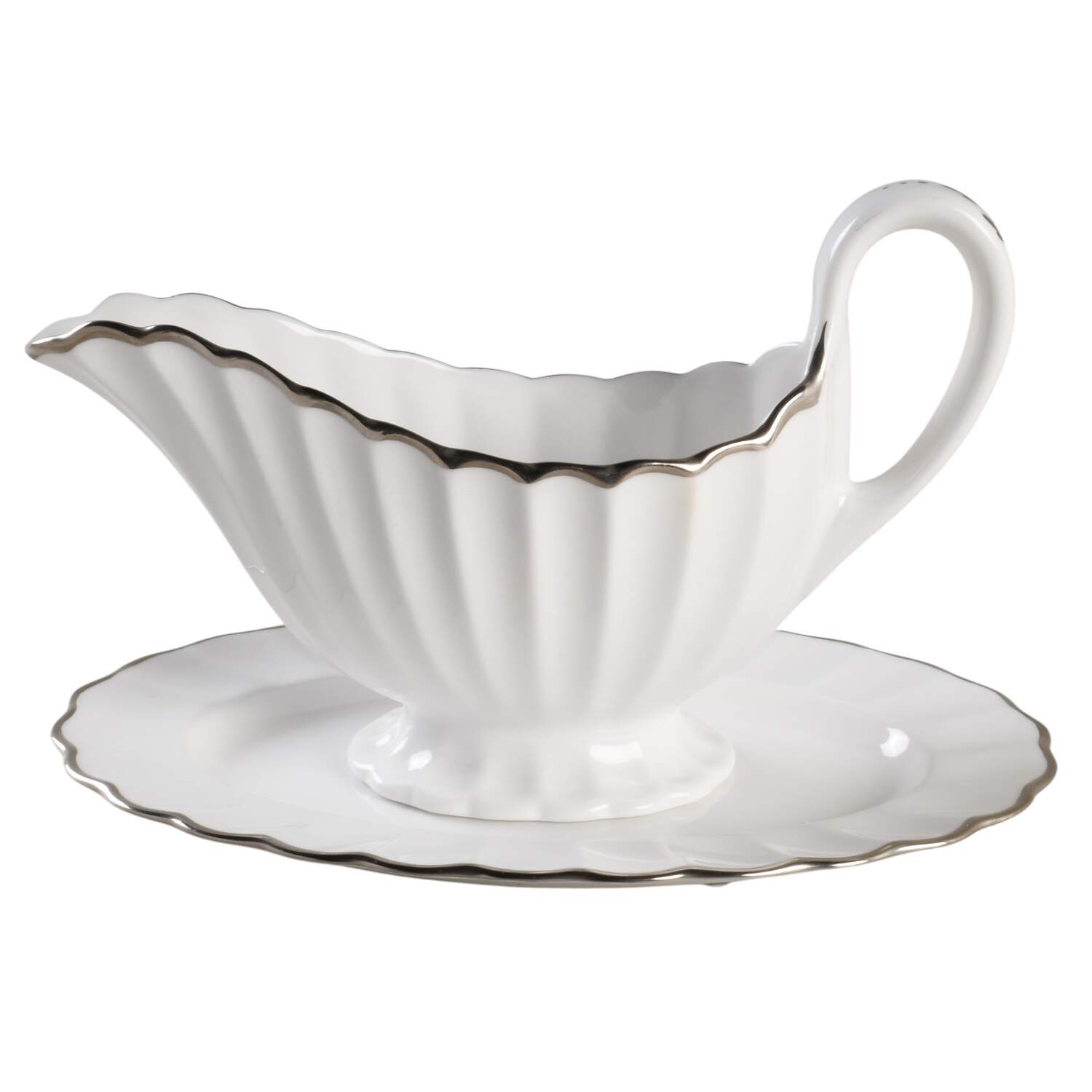 Corinth (PlatinumTrim) Gravy Boat & Underplate by Spode-1