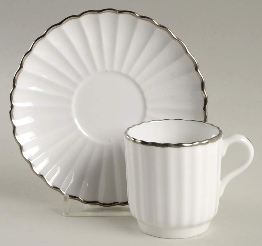 Corinth (PlatinumTrim) Footed Demitasse Cup & Saucer Set by Spode-1