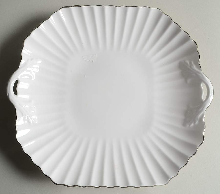 Corinth (PlatinumTrim) Square Handled Cake Plate by Spode-1